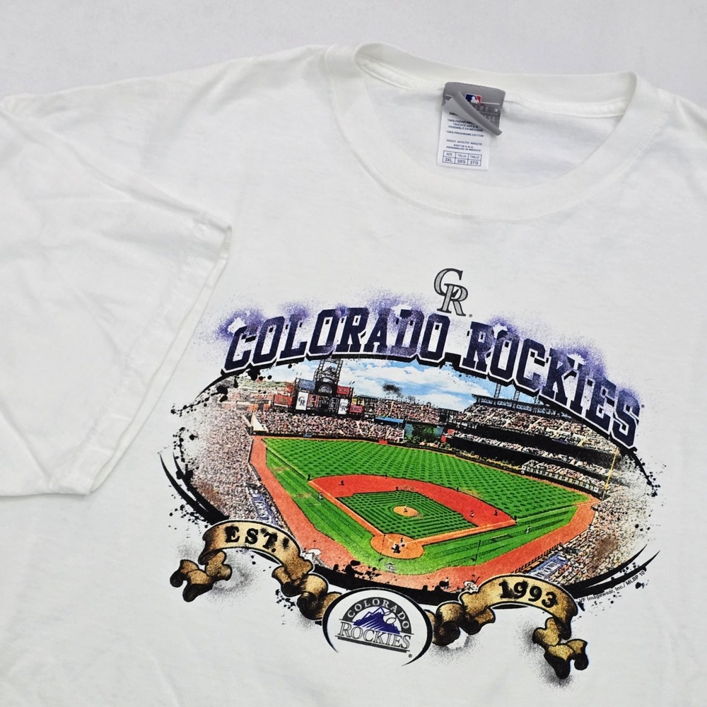 Colorado Rockies MLB Genuine Merchandise White Graphic T-Shirt 3XL Stadium Tee